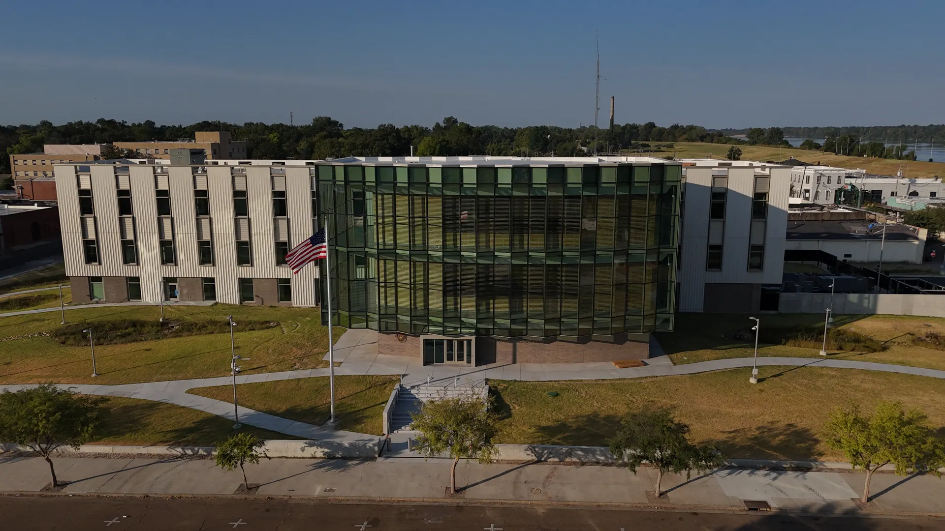 Aerial view of a commercial property